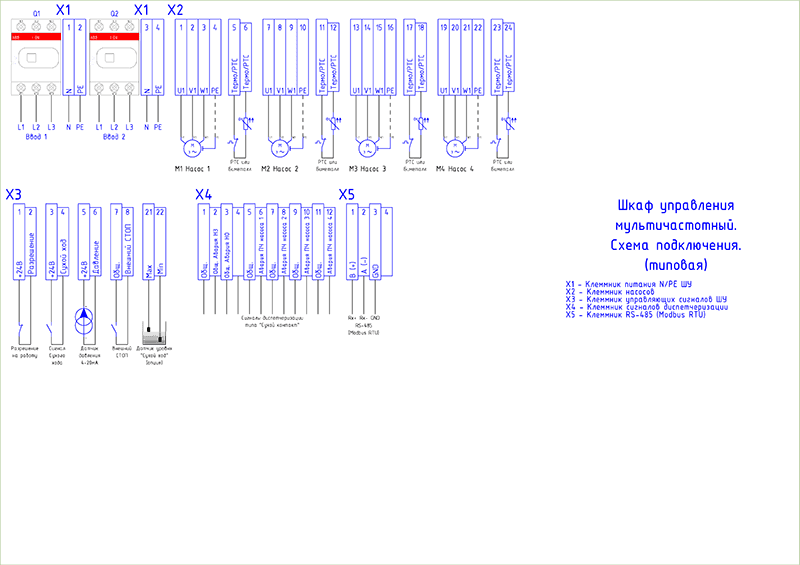 схема шкафа управления насосами класс 3